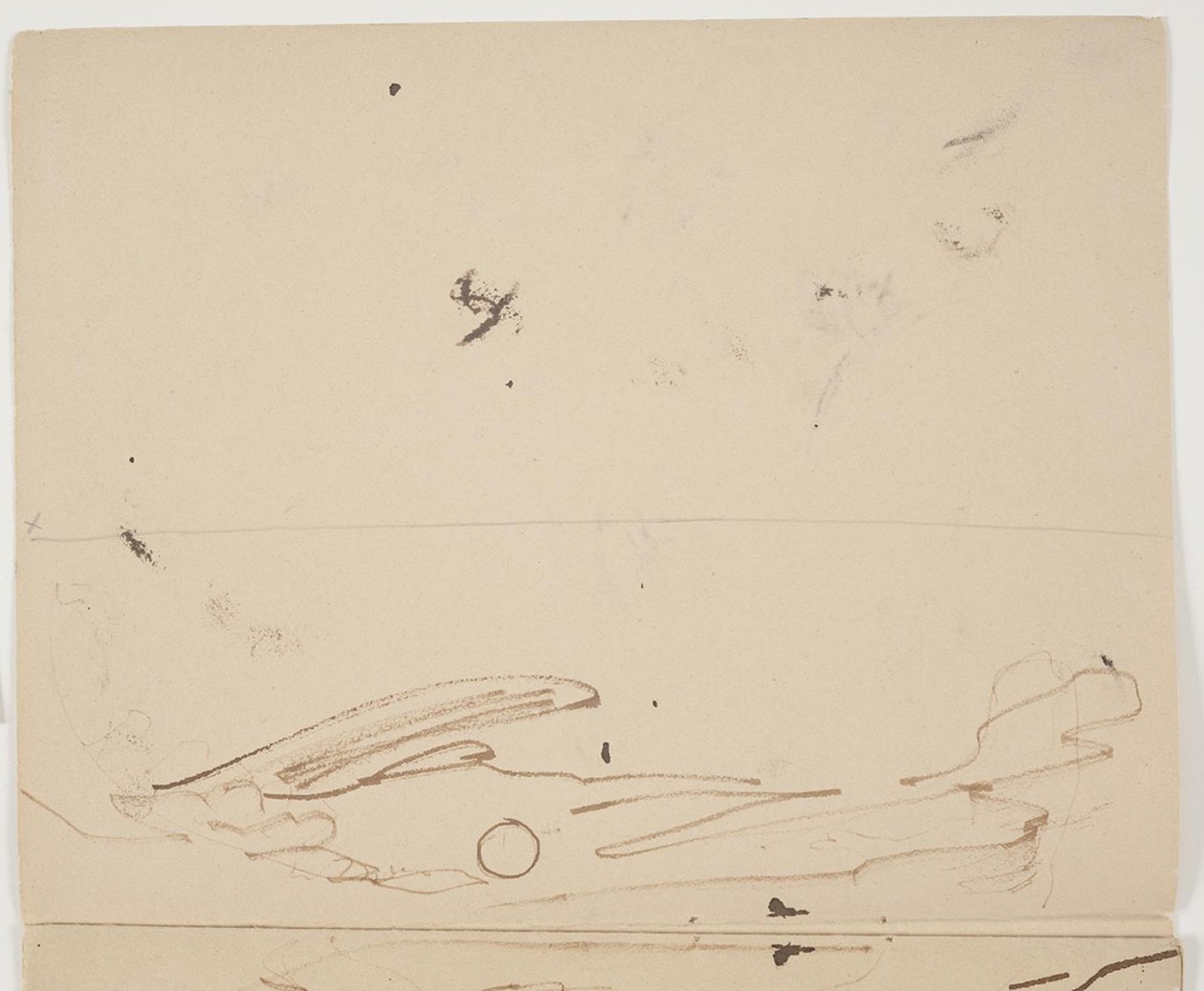 Paesaggio montano del sud della Francia con vegetazione in primo piano (parte superiore di uno schizzo a doppia faccia) da J.A. Jerichau