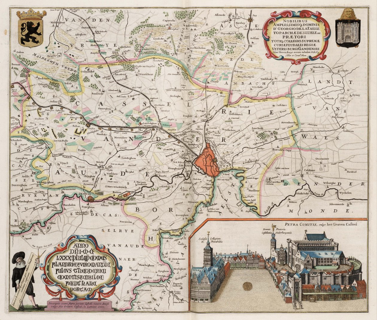 Mappa dei Dintorni di Gand, Belgio da J.Blaeu
