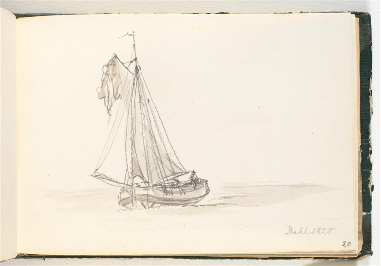 Una grande nave a vela in acque calme da Johan Christian Dahl