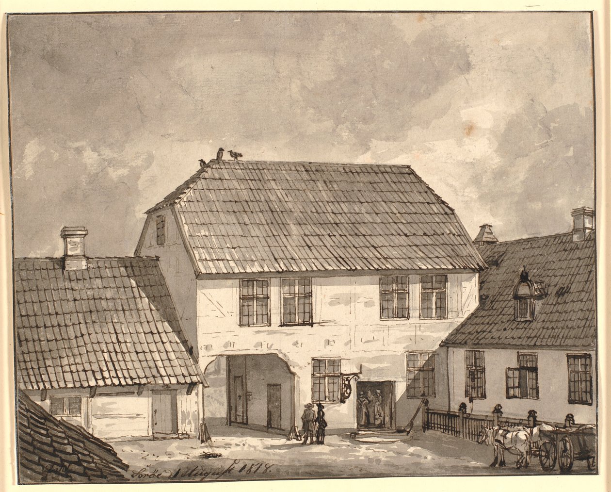 Interno di cortile a Sorø da Johan Christian Dahl