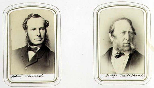 Ritratti di Sir John Tenniel (1820-1914) e George Cruikshank (1792-1878) c.1860 (stampa all