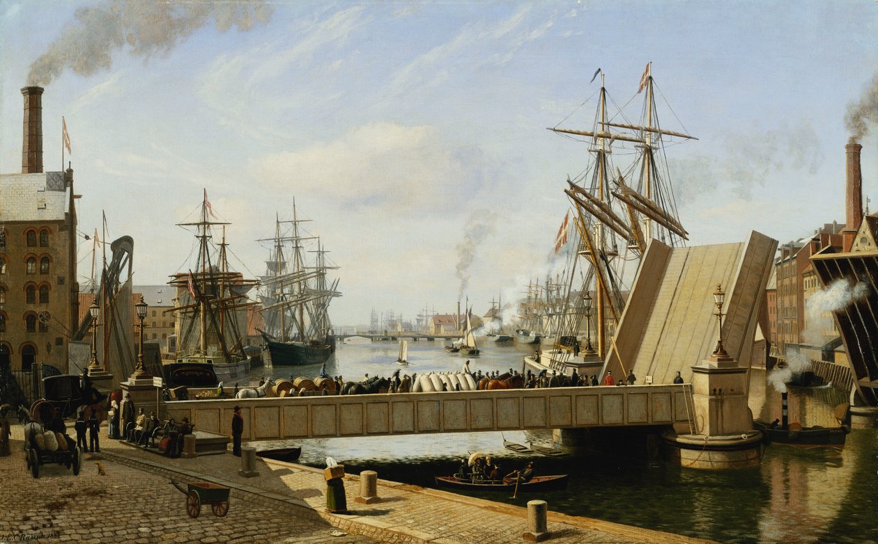 Una vista di Copenaghen con il Knippelsbro da J.E. Carl Rasmussen