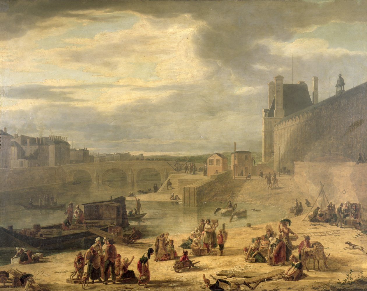 Veduta della Grande Galleria del Louvre, delle Tuileries e del Pont Royal, c.1795 da J.F. De Pelchin