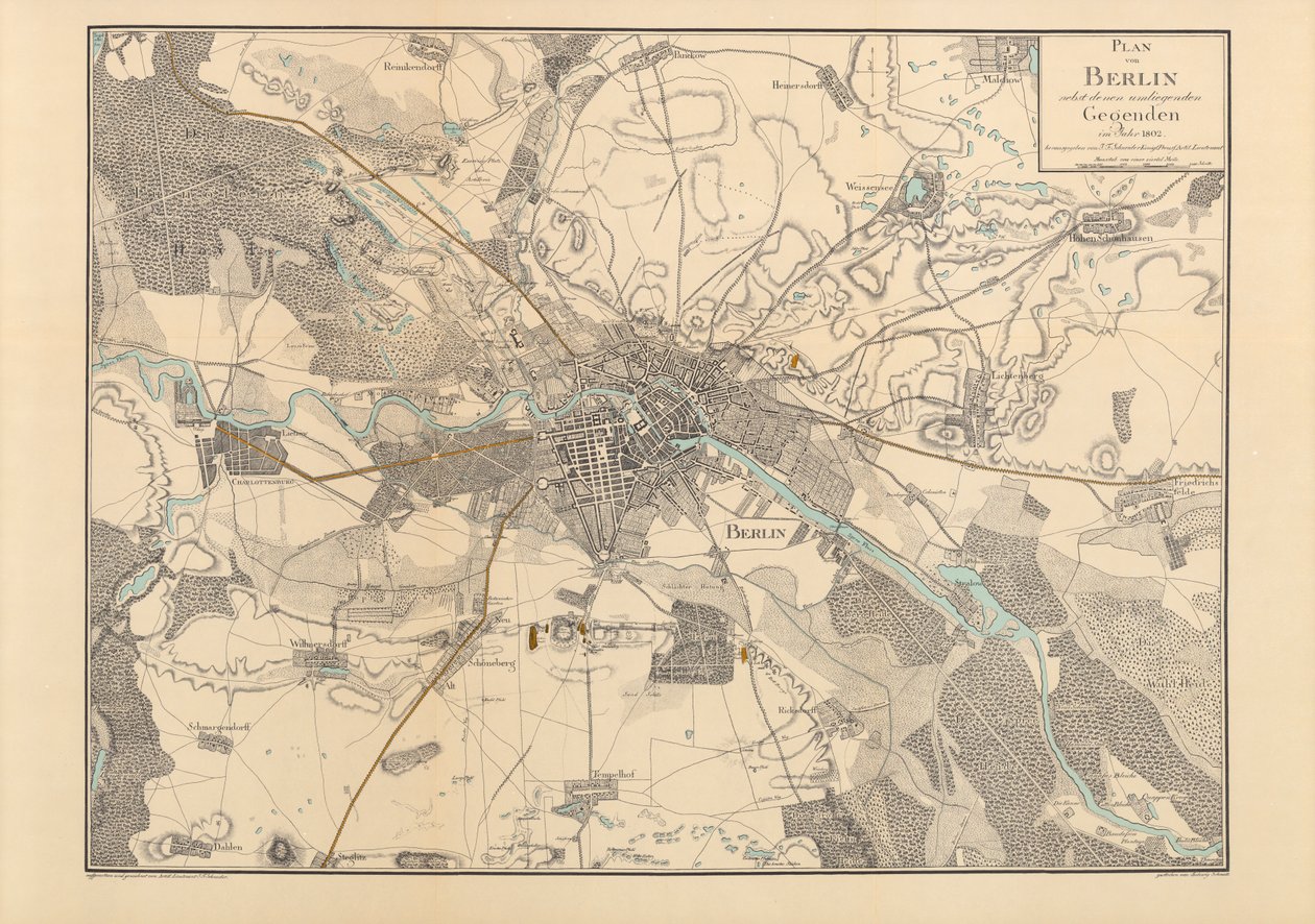 Mappa di Berlino, 1802 da F. Schneider