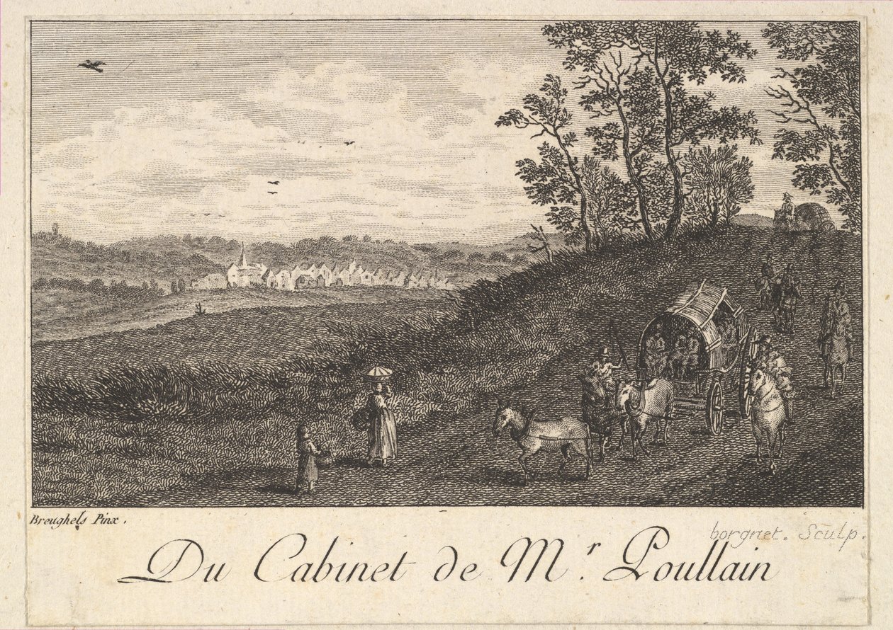Paesaggio con carro dopo il dipinto nel gabinetto del signor Poullain, 1780 da JF Borgnet
