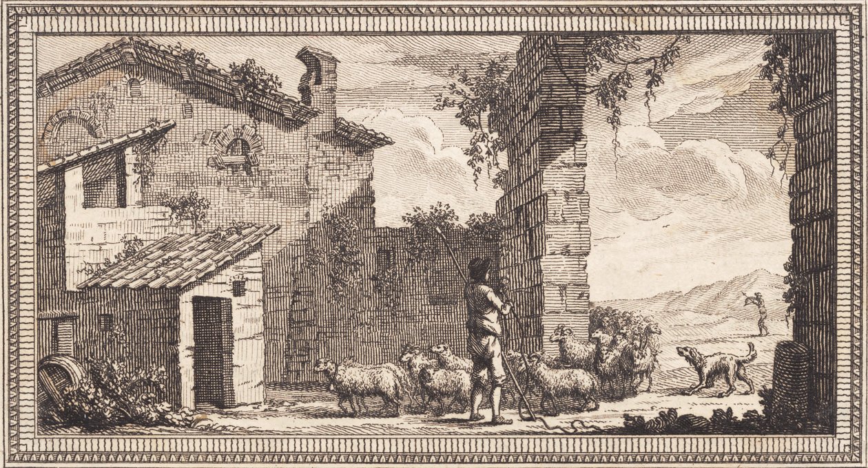 Un pastore con pecore e capre da J.F. Clemens