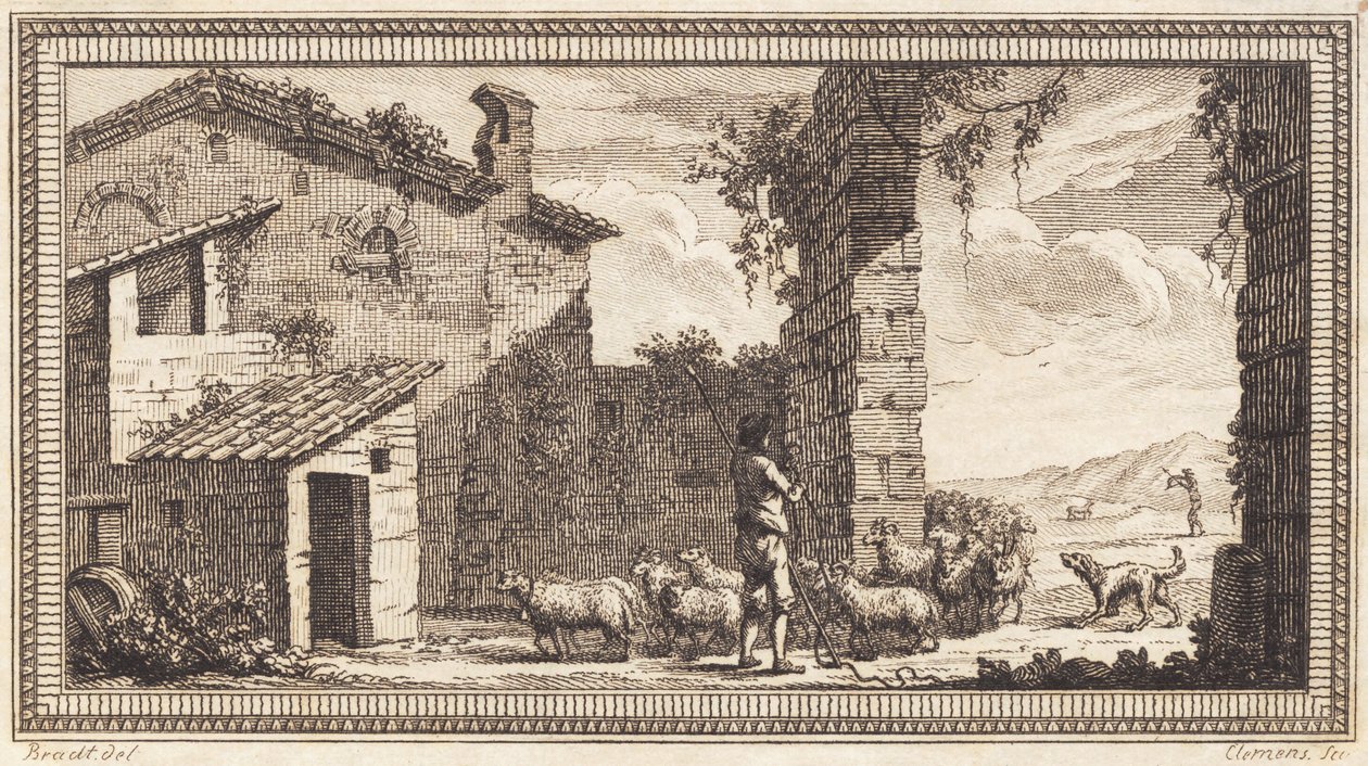 Un pastore con pecore e capre da J.F. Clemens