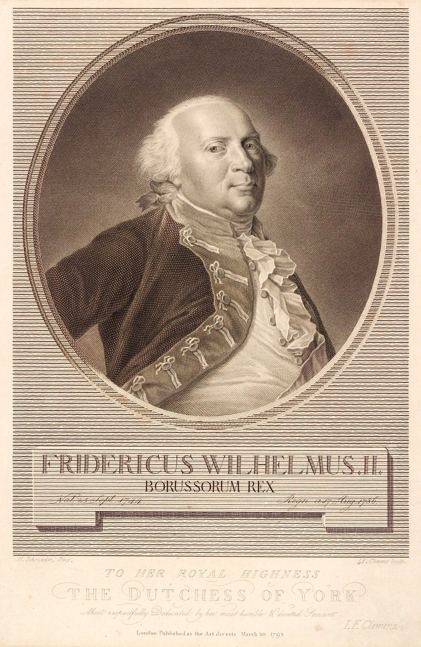 Friedrich Wilhelm II, re di Prussia da J.F. Clemens