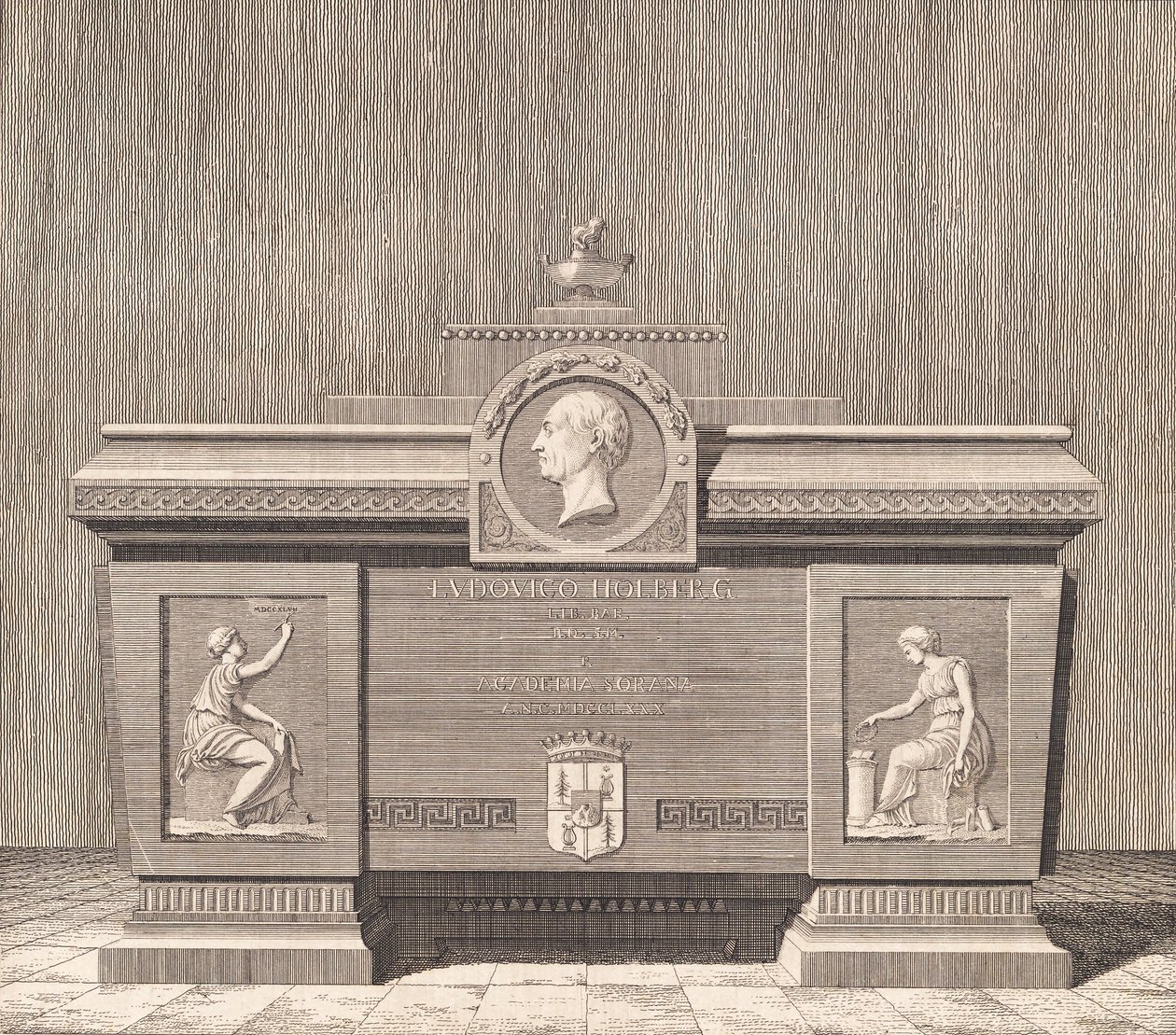 Sarcofago di Ludvig Holberg a Sorø da J.F. Clemens