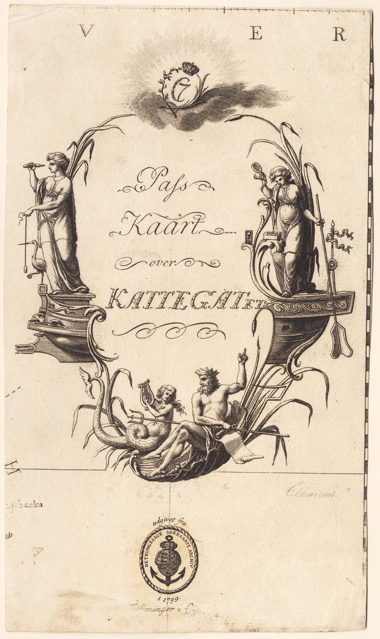 Carta di navigazione del Kattegat da J.F. Clemens