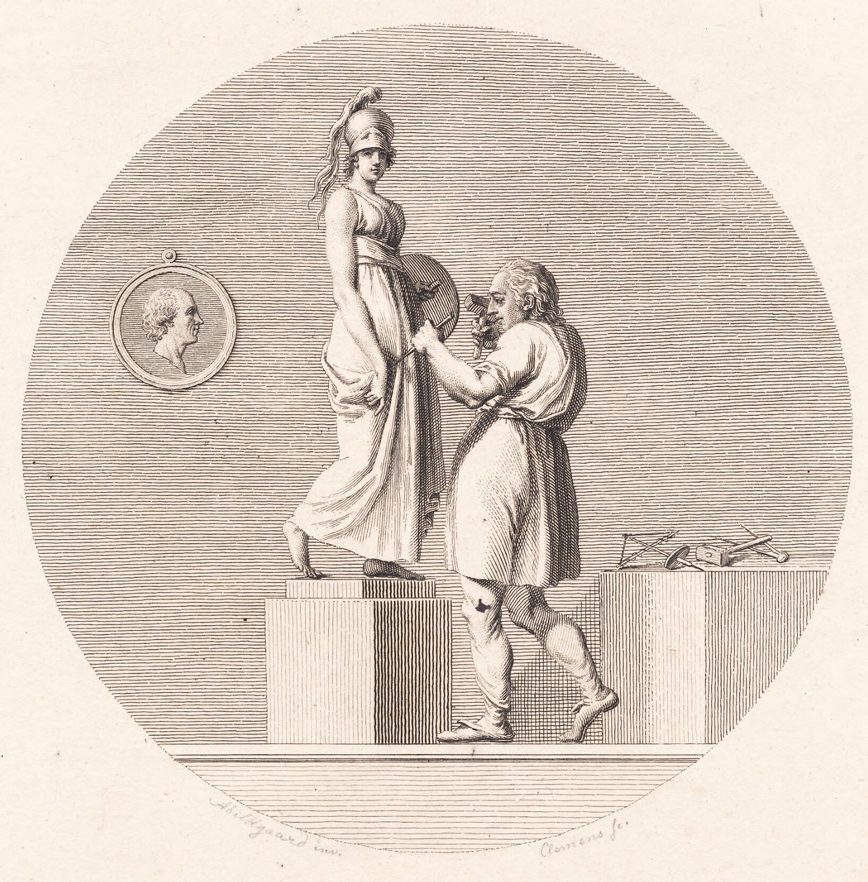 Sergel lavora nel suo atelier da J.F. Clemens