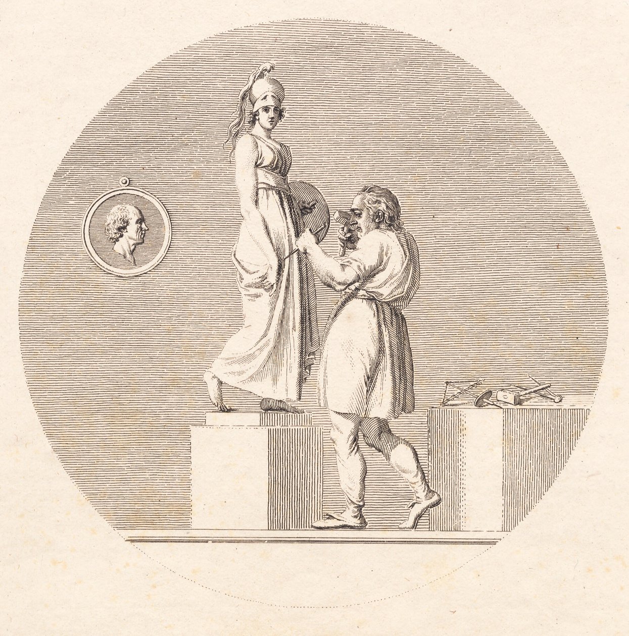 Sergel lavora nel suo atelier da J.F. Clemens