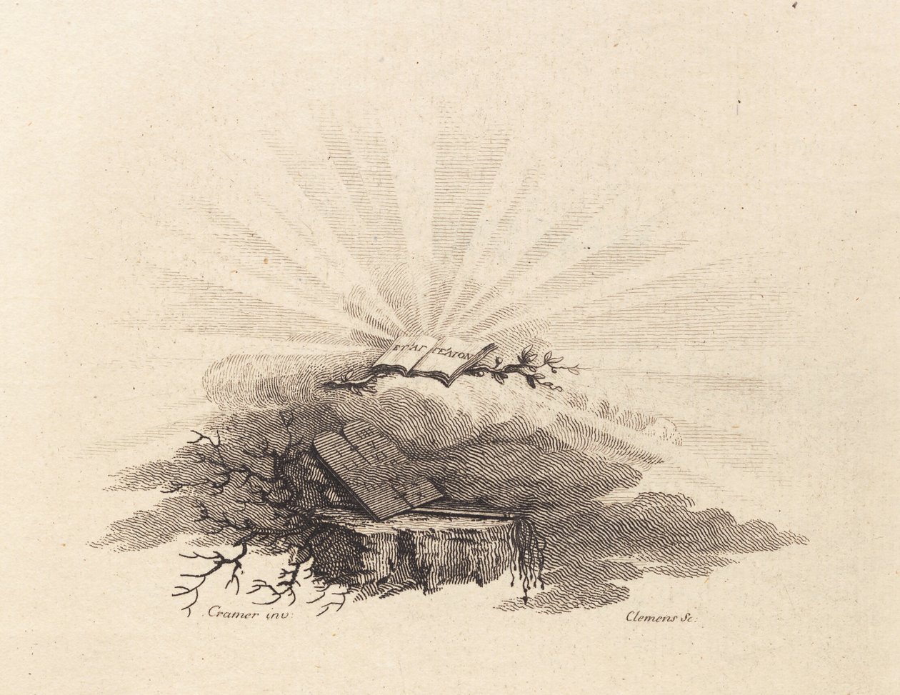 Vignetta per C.Bastholm: "Discorsi spirituali", 1779 da J.F. Clemens