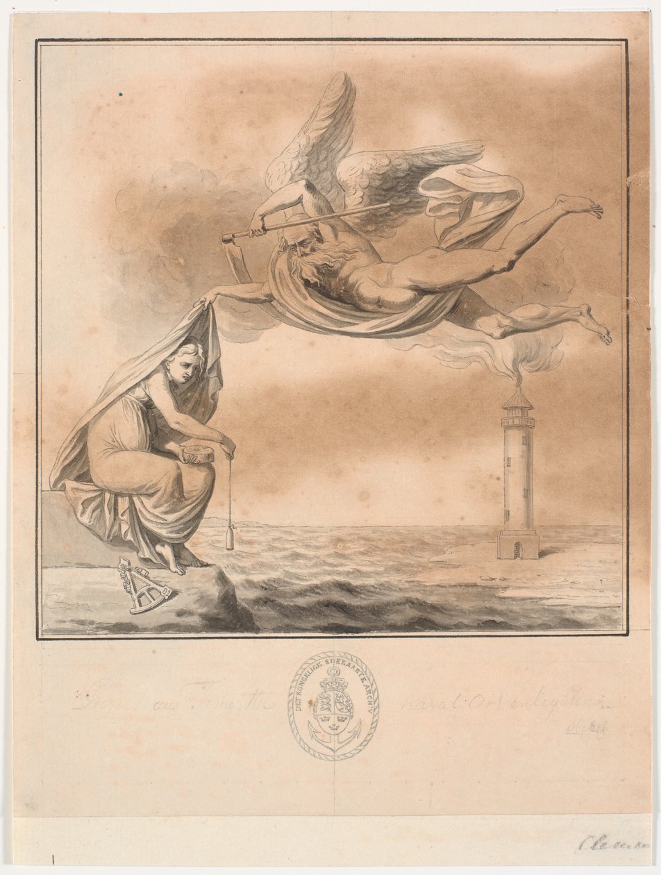 Bozza per il Rame del Titolo per la Guida di P. Løvenørn per i Naviganti nel Kattegat da J.F. Clemens