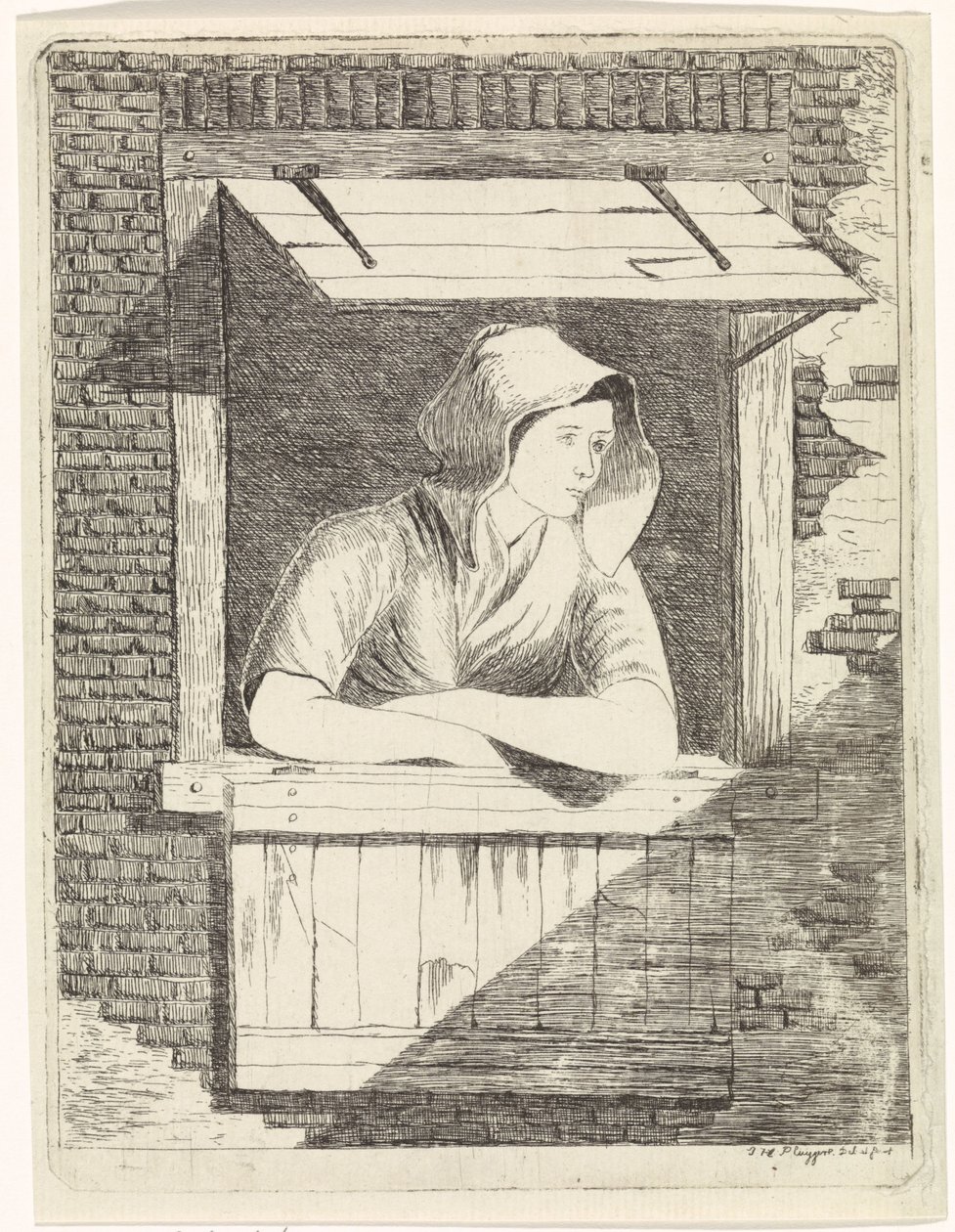 Donna presso una finestra aperta da J.H. Pluygers
