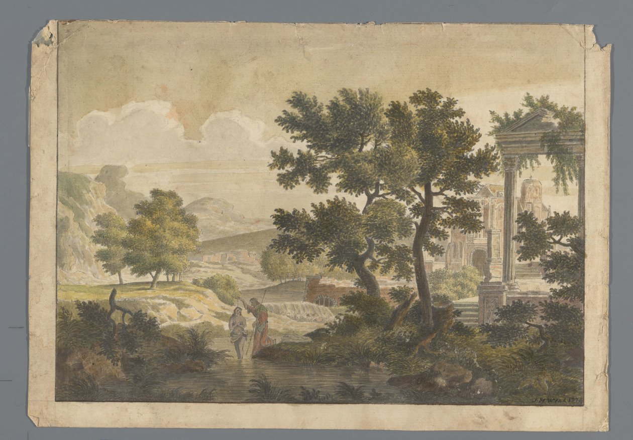 Paesaggio con il battesimo di Cristo da J.H. Wend