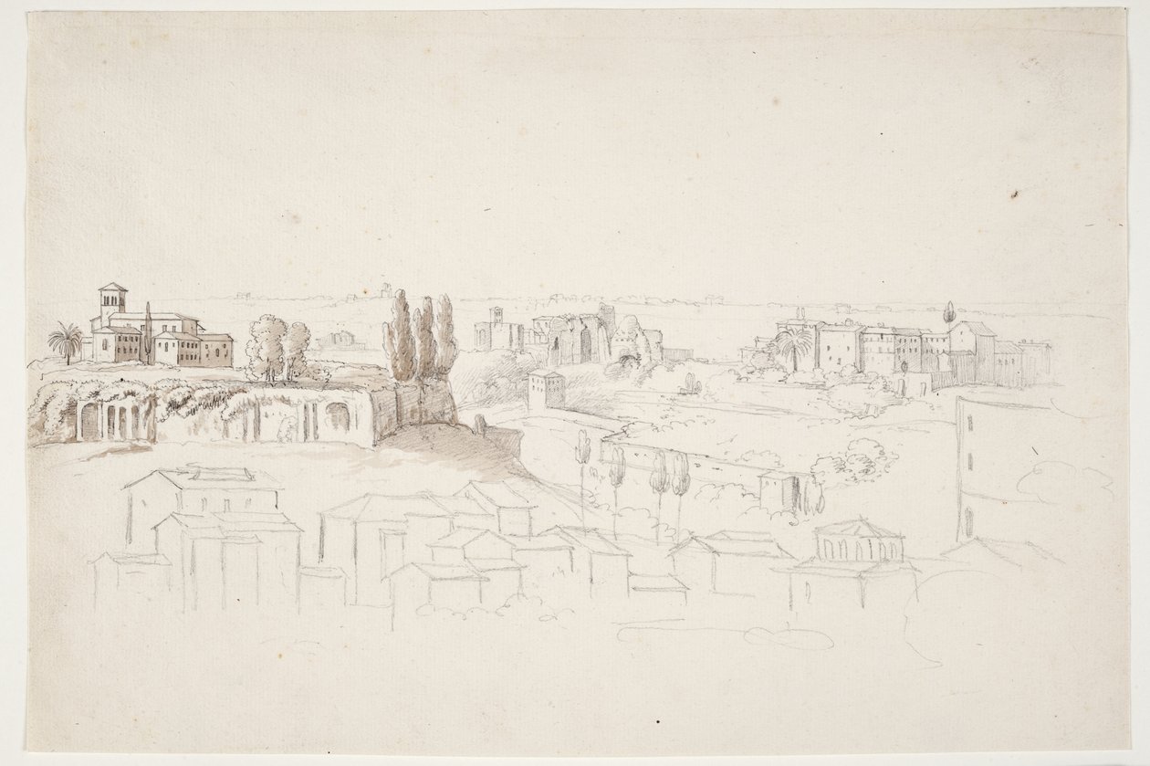 Dal Palatino con chiesa. Roma da J.L. Lund