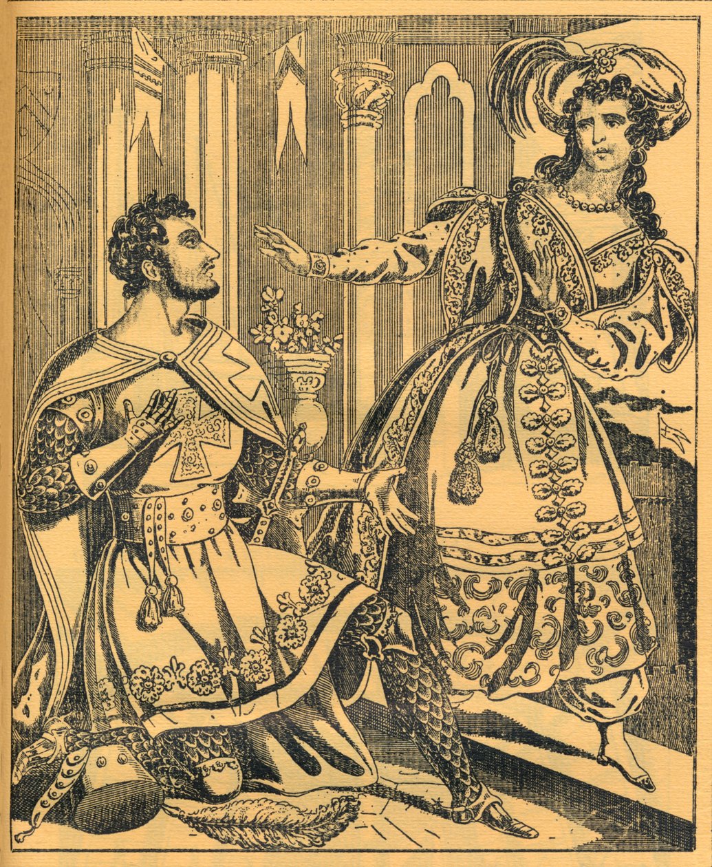 Ivanhoe: Sir Brian de Bois Guilbert e Rebecca, XIX secolo da JL Marks