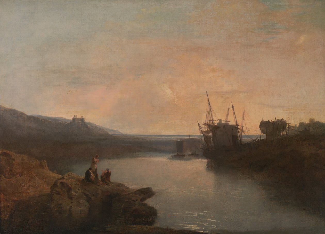 Castello di Harlech, dal Traghetto di Tygwyn, Crepuscolo Estivo da Joseph Mallord William Turner