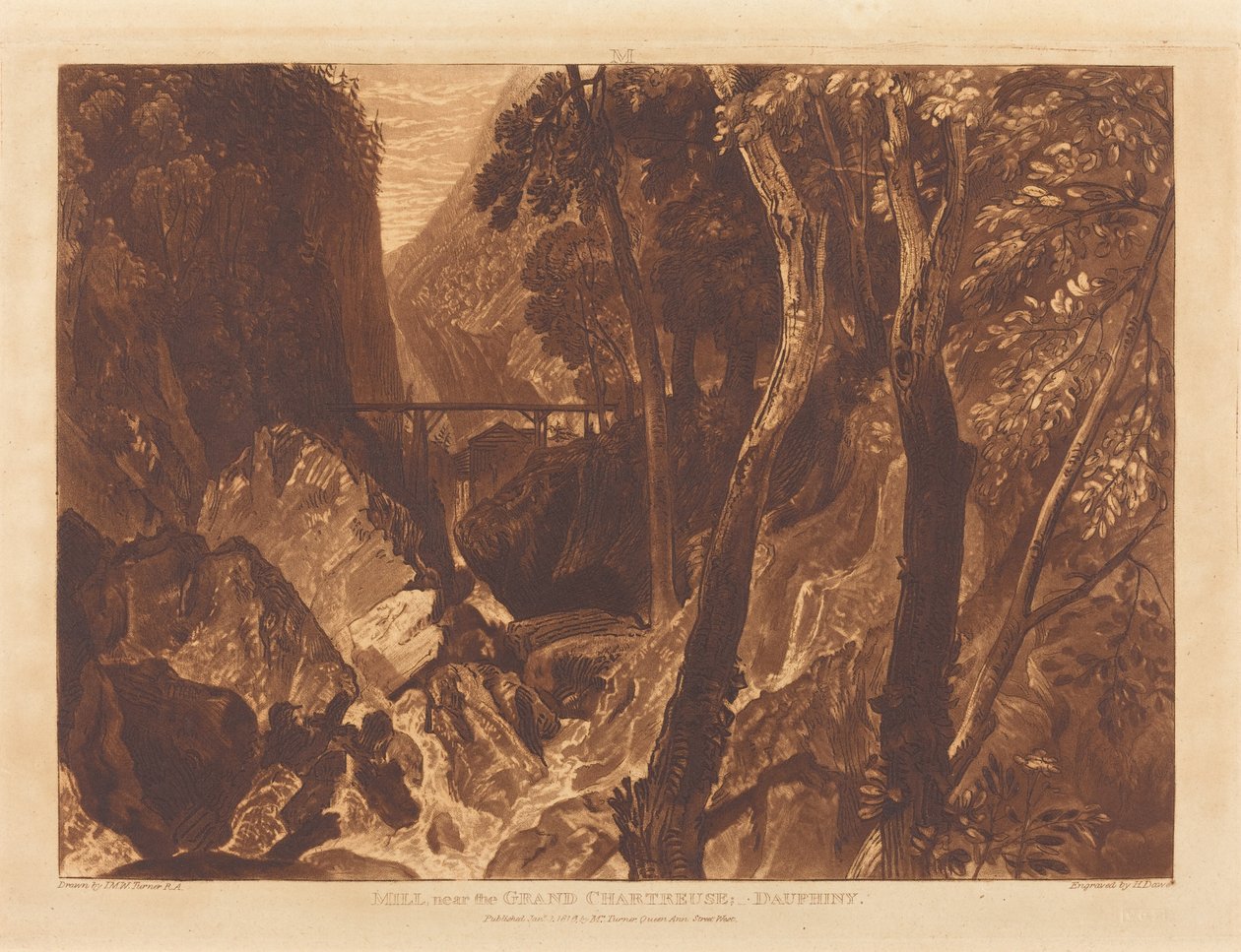 Mulino vicino alla Grande Certosa, pubblicato 1816 da Joseph Mallord William Turner
