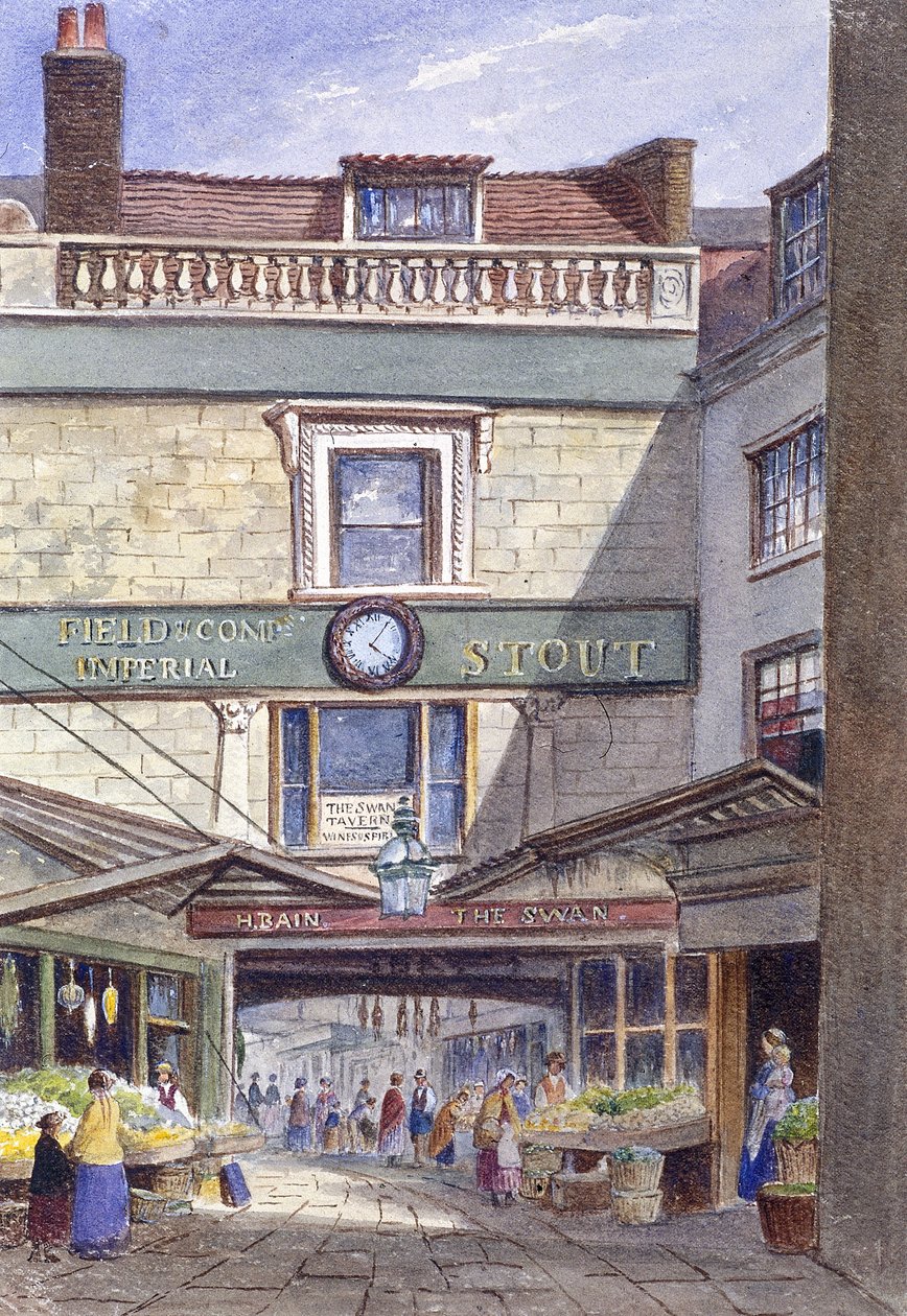 Swan Inn, Leadenhall Market, Londra, c1870 da JT Wilson