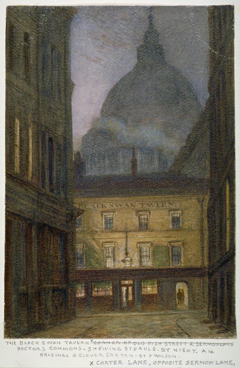 La Taverna del Cigno Nero in Carter Lane, Città di Londra, 1870 da JT Wilson