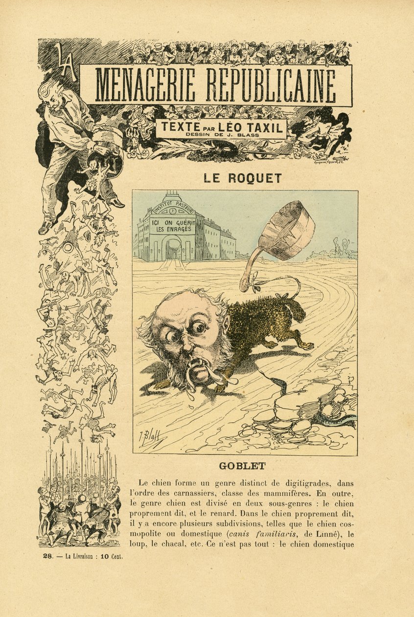 Illustrazione di J. Blass (1847-1892) in Menagerie Republicaine Galleria umoristica dei principali personaggi della Terza Repubblica da J. (1847 1892) Blass