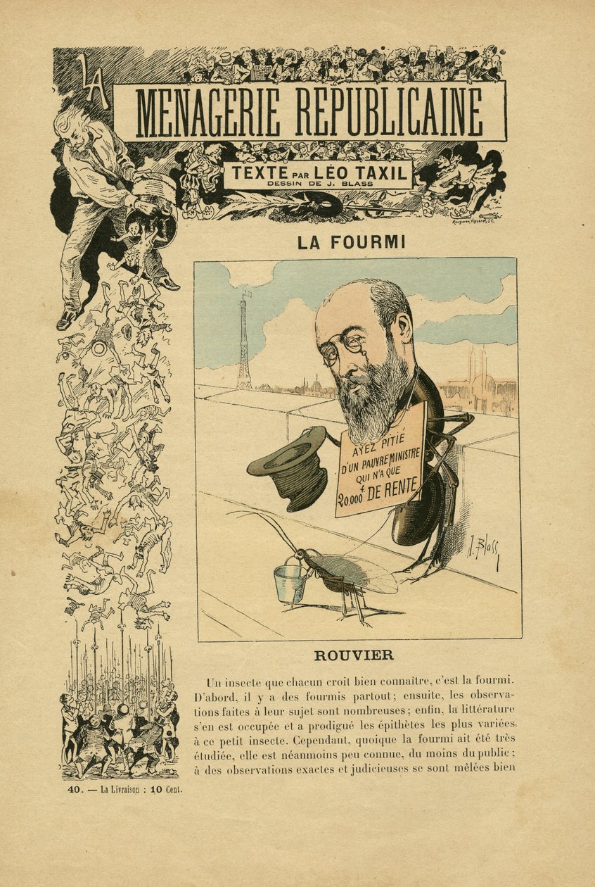 Illustrazione di J. Blass (1847-1892) in Menagerie Republicaine Galleria umoristica dei principali personaggi della Terza Repubblica, n. 40 da J. (1847 1892) Blass