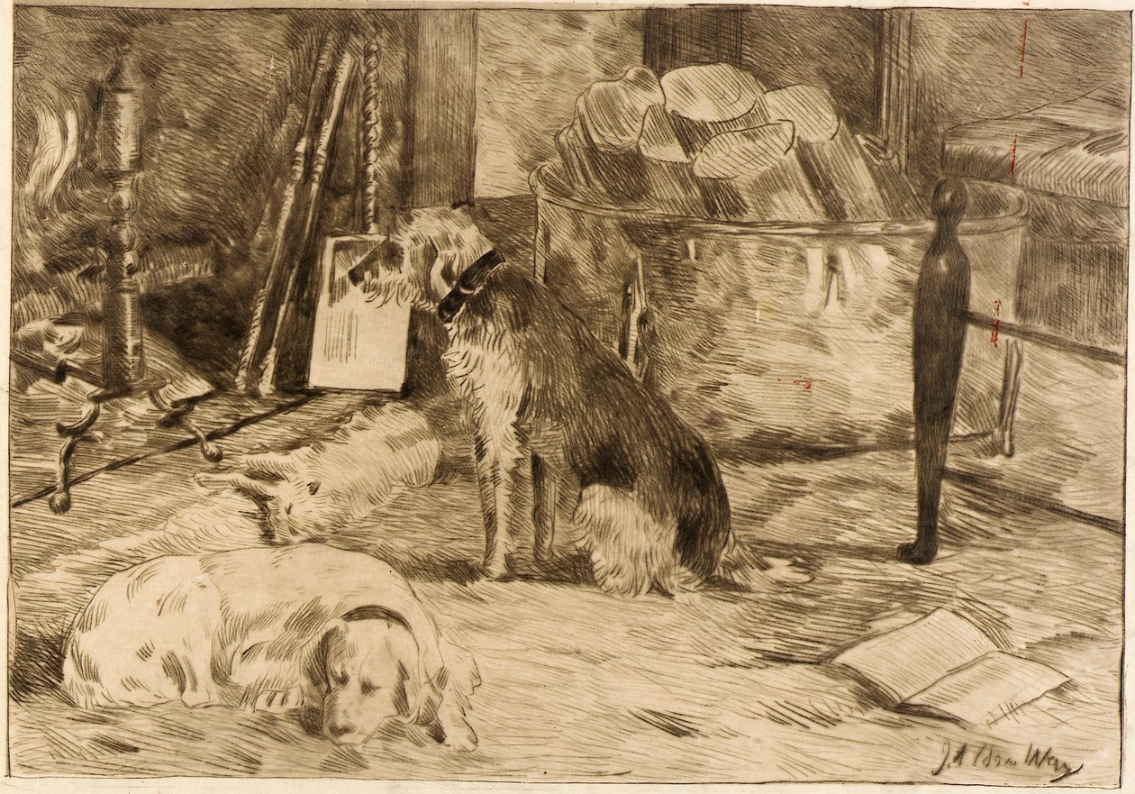 Cani sul focolare n. 1 da J. Alden Weir