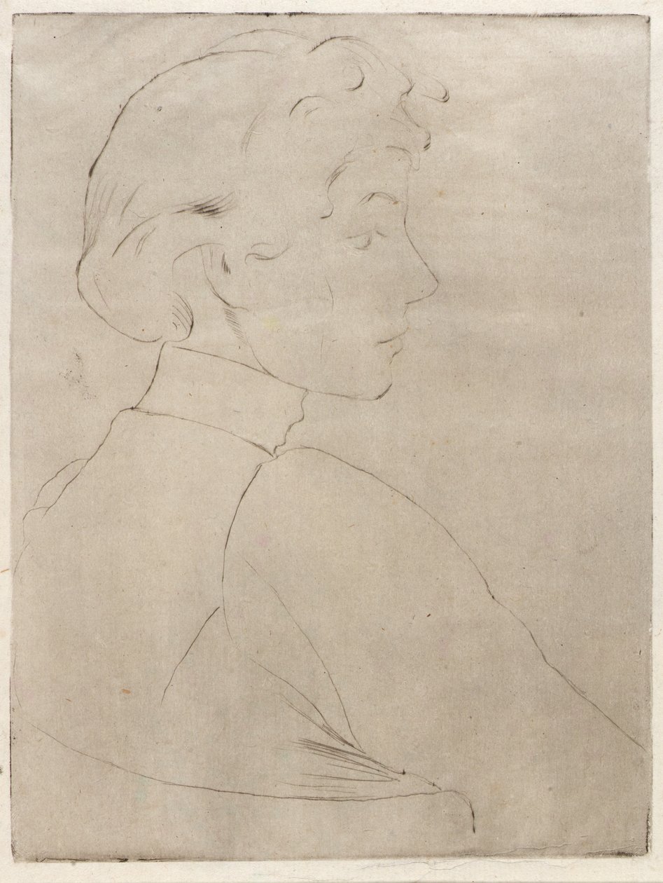 Testa grande di profilo da J. Alden Weir