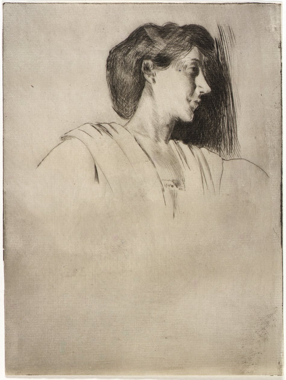 Studio di una testa di donna di profilo da J. Alden Weir