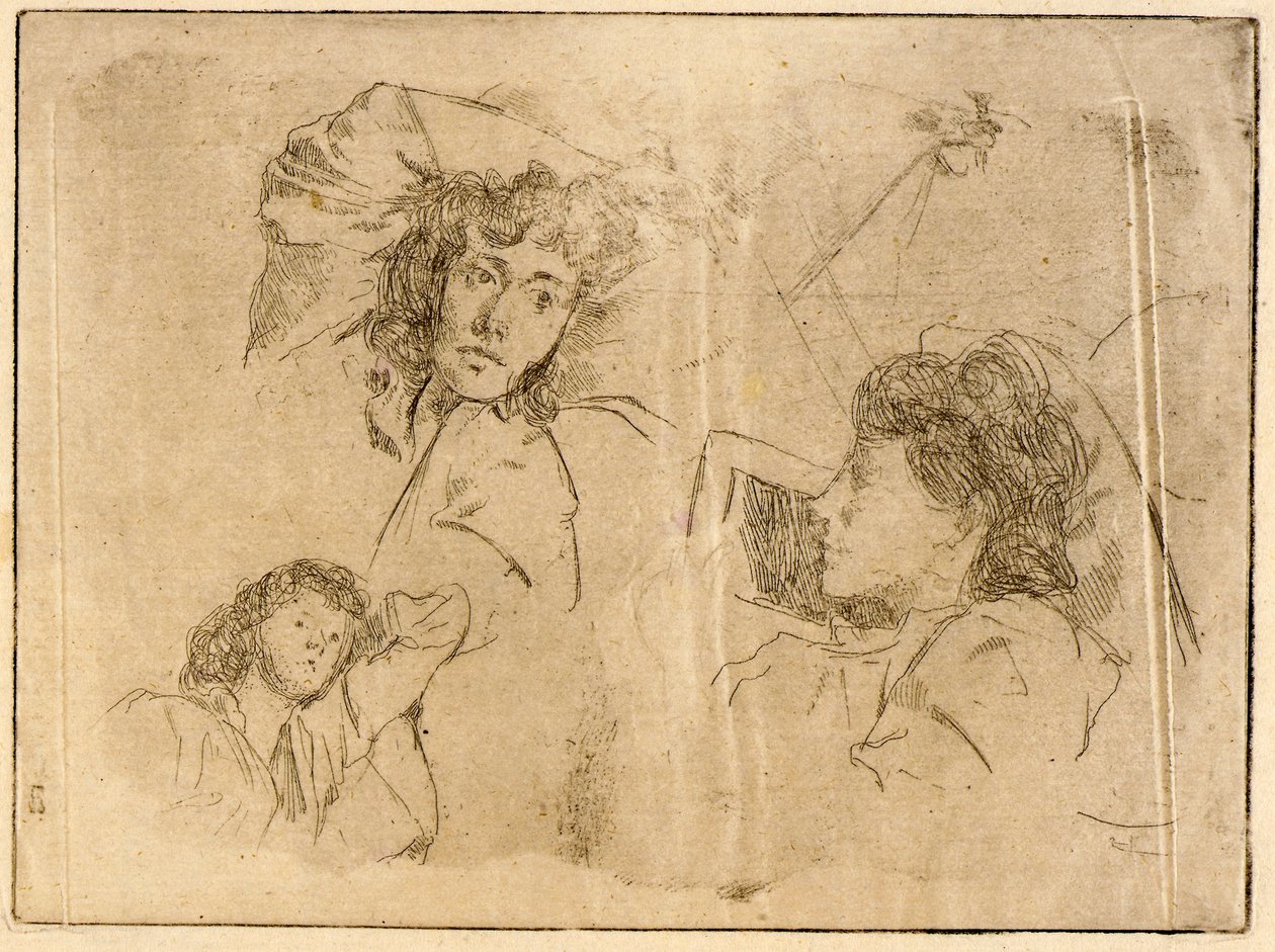 Tre teste - Schizzi da J. Alden Weir