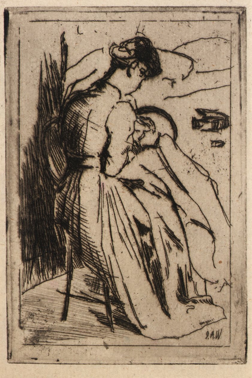 Donna che ricama da J. Alden Weir