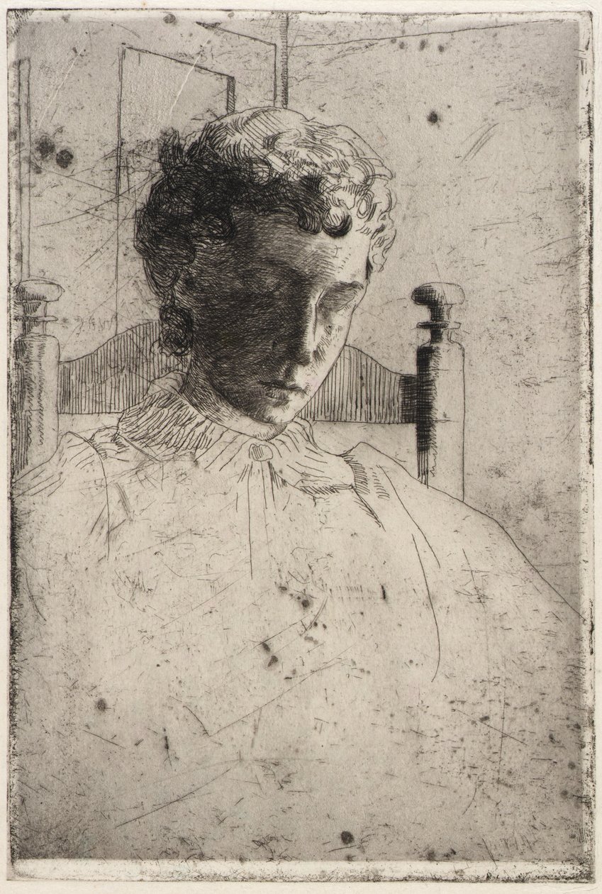 Donna che guarda in basso da J. Alden Weir