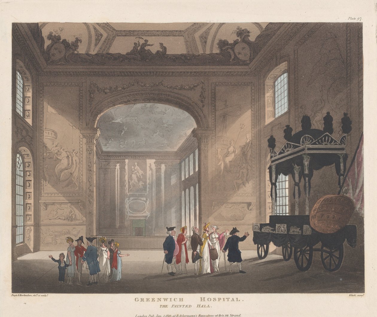 Ospedale di Greenwich, La Sala Dipinta, 1 gennaio 1810 da J. Bluck