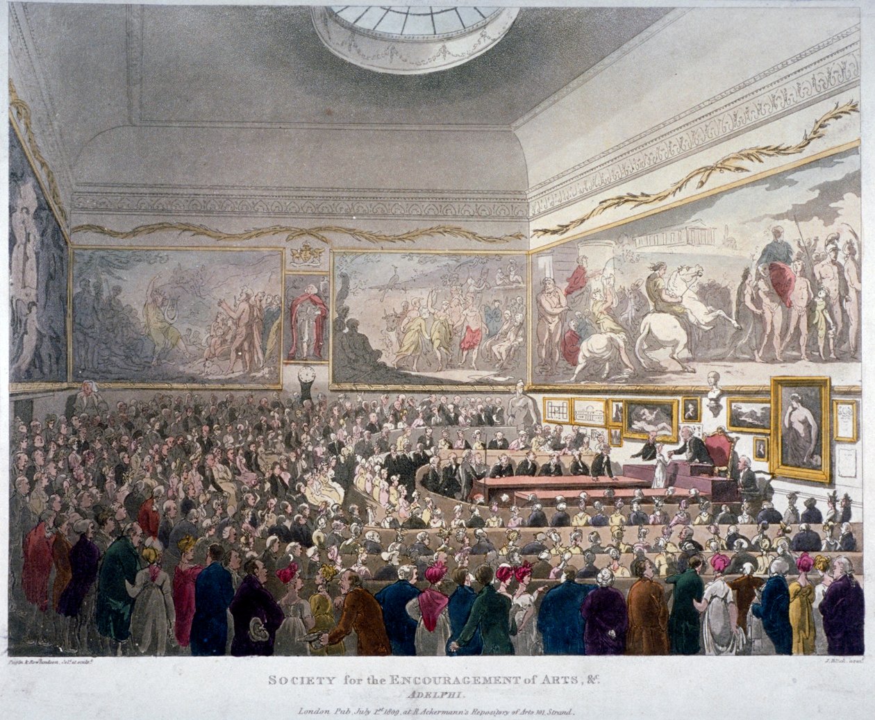 Riunione della Society of Arts negli edifici Adelphi, Westminster, Londra da J Bluck