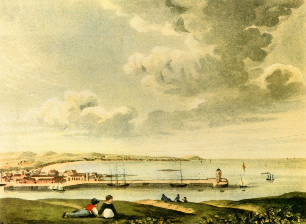 Vista della baia e del molo di Douglas, Isola di Man, XIX secolo, 1946 da J. Burman