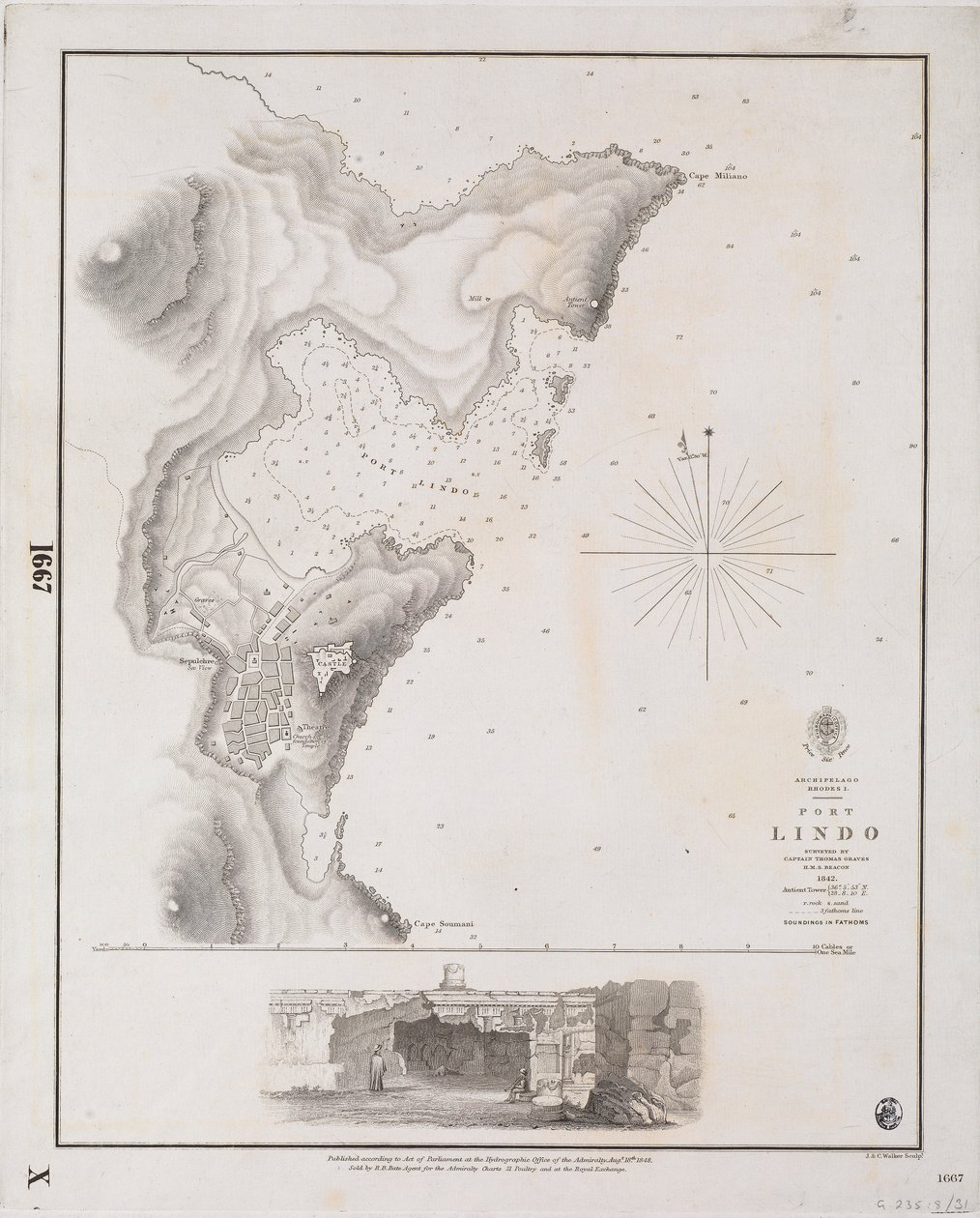 Arcipelago, Rodi I., Porto Lindo rilevato dal Capitano Thomas Graves, HMS 