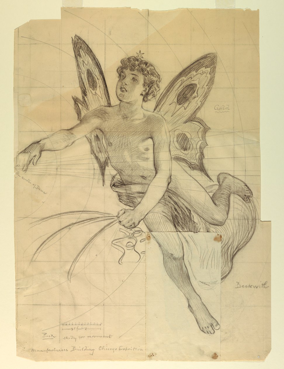 Puck, studio per il Palazzo delle Manifatture e delle Arti Liberali, Esposizione Colombiana Mondiale, Chicago, IL da J. Carroll Beckwith