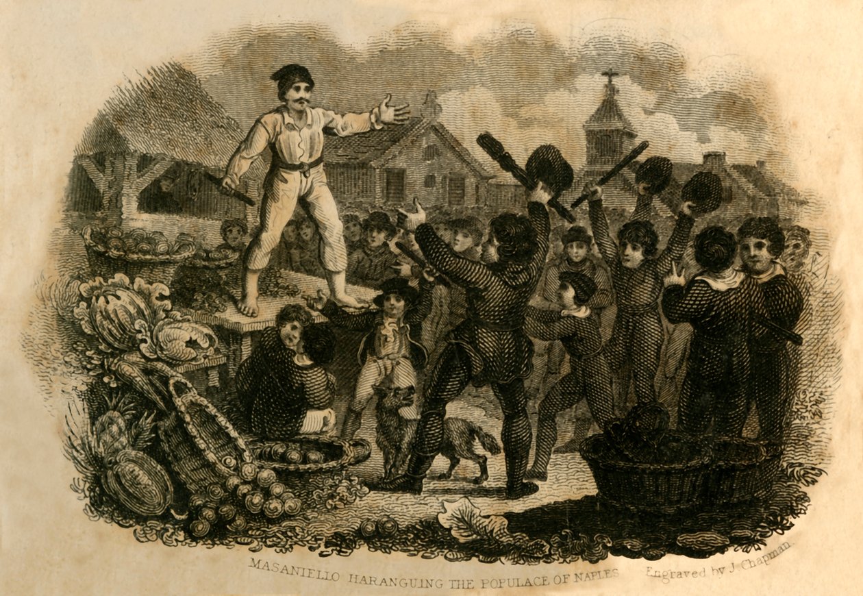 Masaniello che arringa il popolo di Napoli, 1821 da J. Chapman