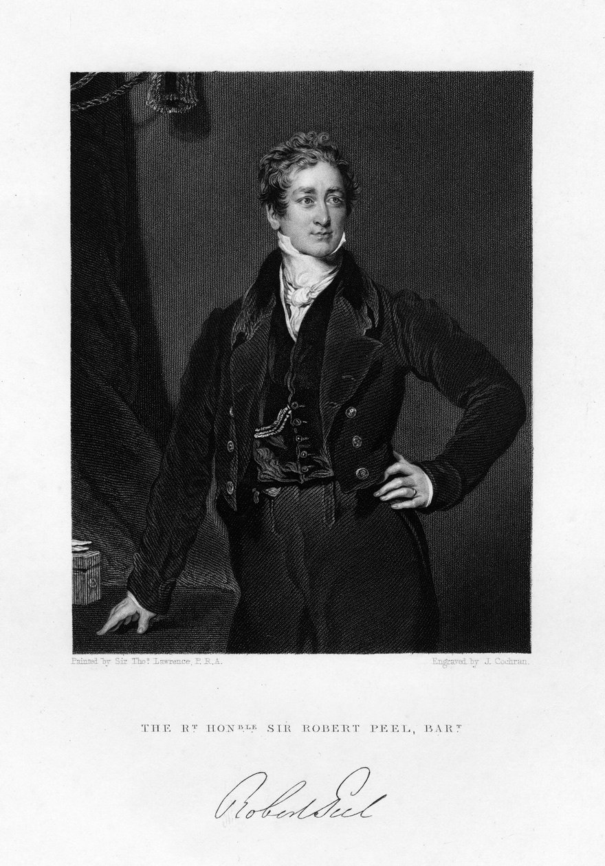 Sir Robert Peel, Primo Ministro britannico, XIX secolo da J. Cochran