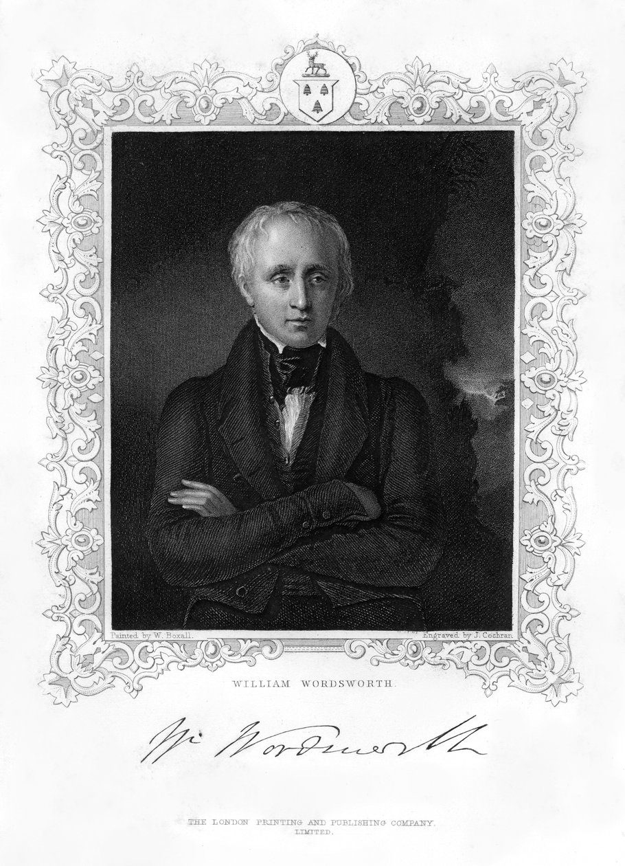William Wordsworth, poeta romantico inglese, XIX secolo da J. Cochran