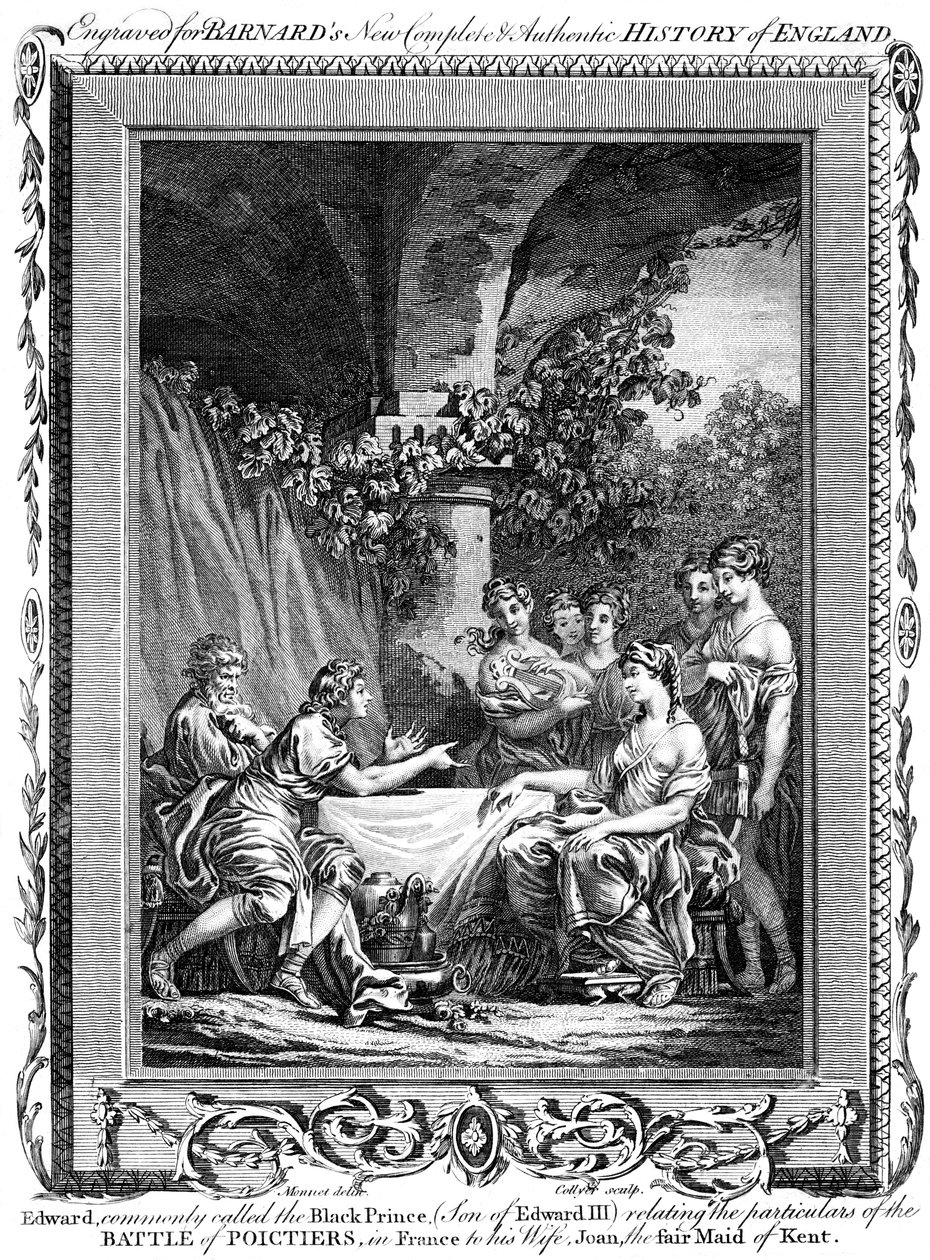 Edoardo, il Principe Nero, che racconta i particolari della Battaglia di Poitiers, XIX secolo da J. Collyer