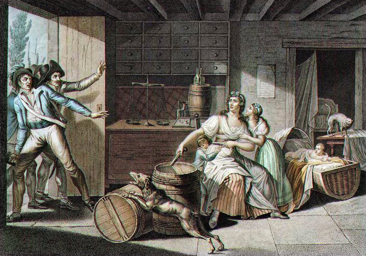 Episodio della guerra di Vandea: una giovane donna da J. F. (after) Cazenave