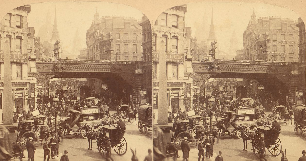 Gruppo di 4 Vedute Stereografiche di Ludgate Hill, Londra, Inghilterra da J F Jarvis