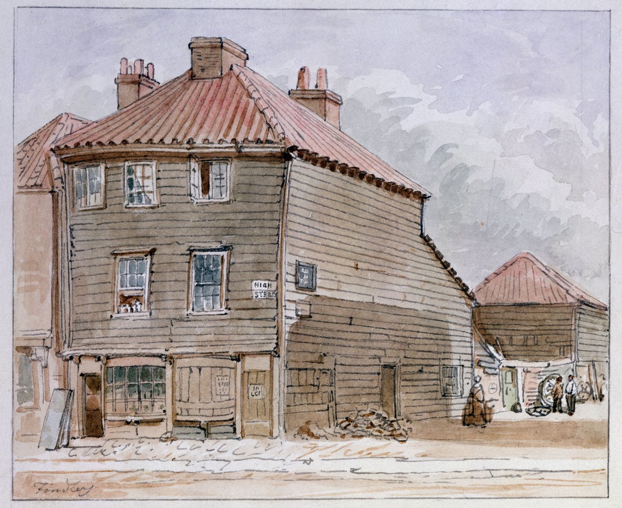 Vista di una vecchia casa in High street, Lambeth da J. Findley