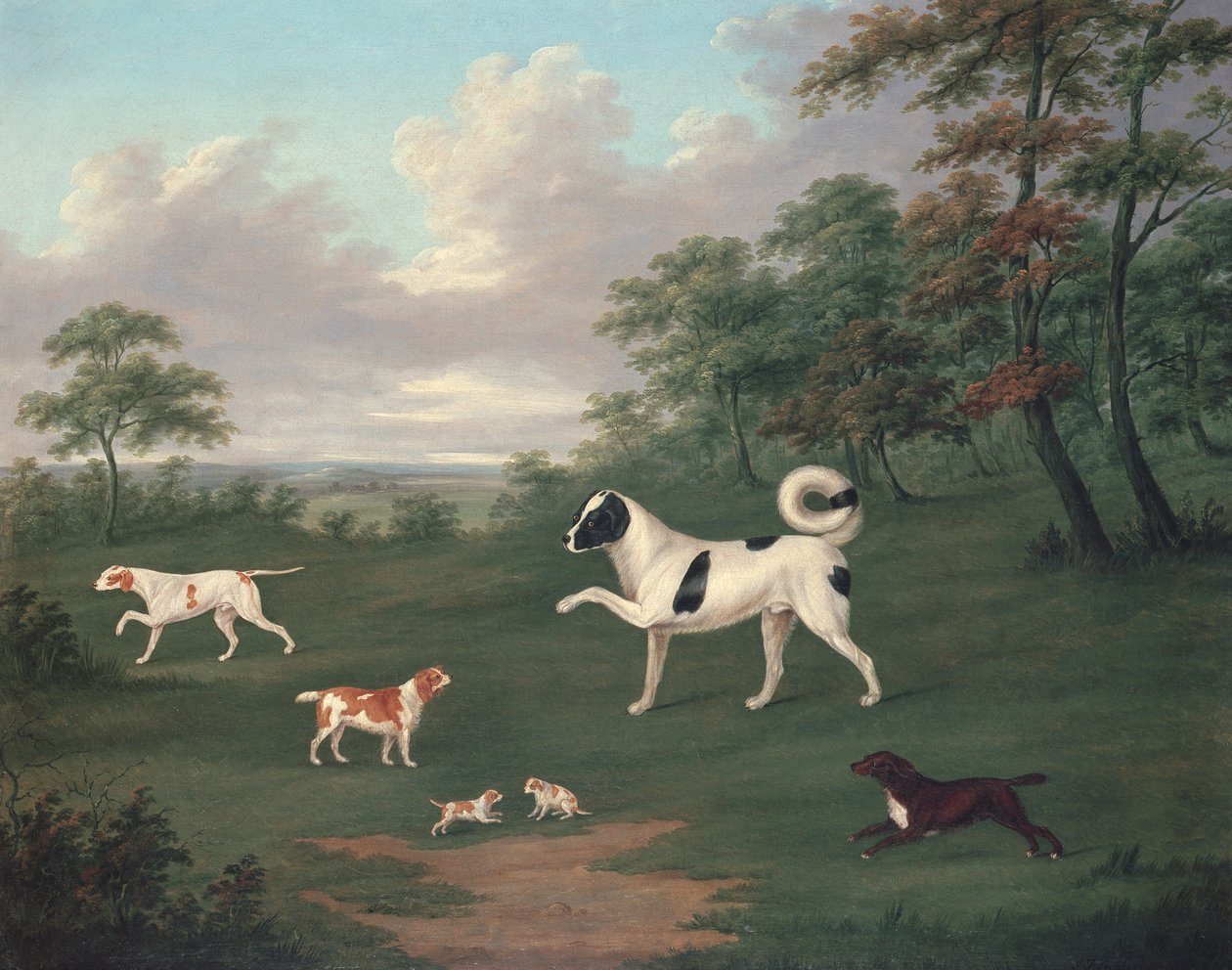 Cani da caccia in un paesaggio da J. Francis Sartorius