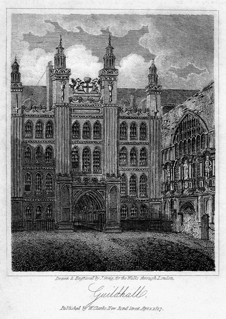 Guildhall, Città di Londra, 1817 da J. Greig