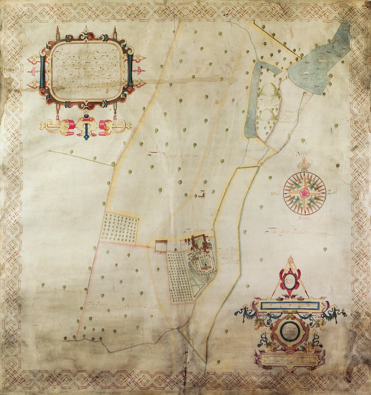 Mappa del maniero di Shifnal, Shropshire, 1635 da J. Harrison