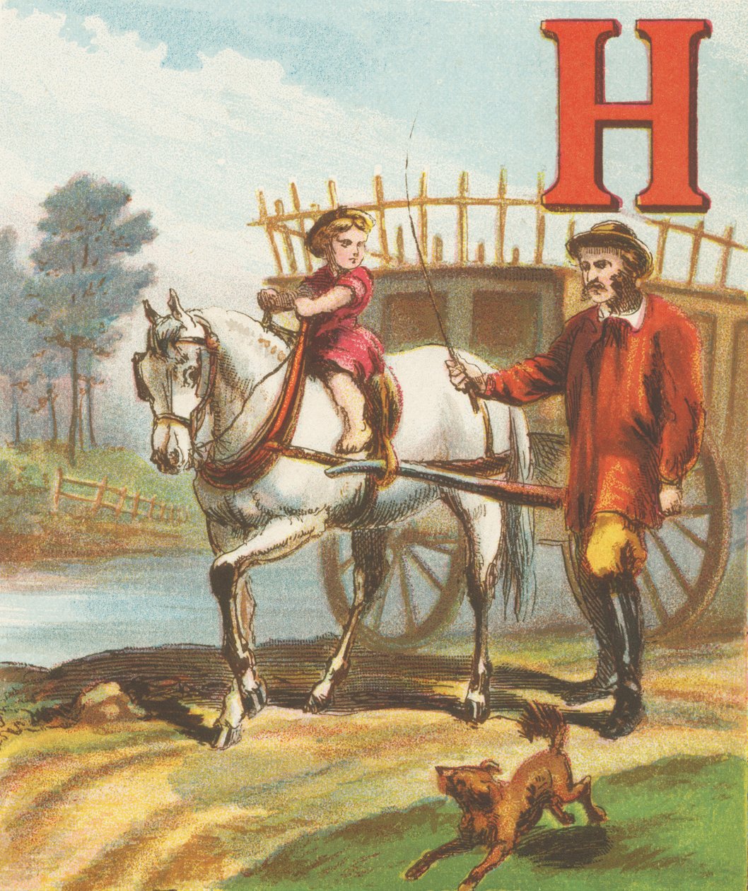 H: H è il cavallo, così elegante e forte; tira il carro del fieno verso il prato da J. Howard